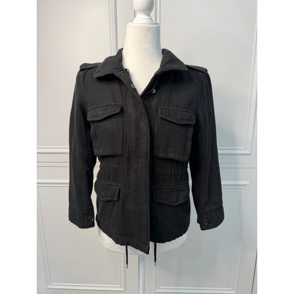 James Perse Field Jacket Women Size 1 Black Excellent Military Utility
